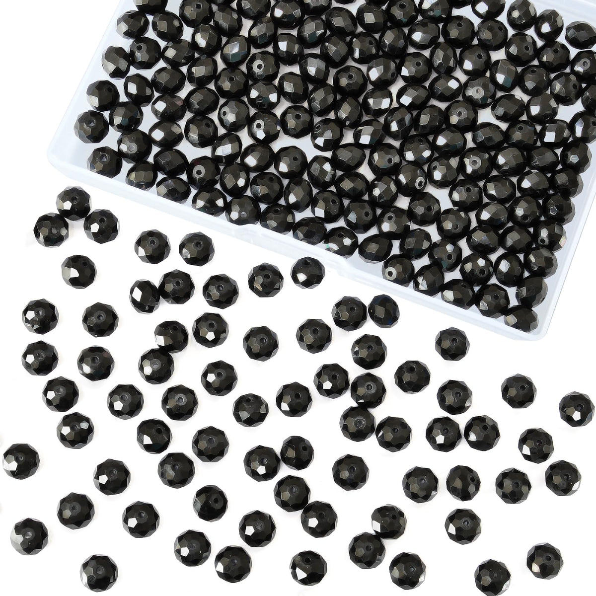 800Pcs 4/6/8/10mm Crystal Glass Beads for Jewelry Making Beads for Bracelets Necklace Pendants Making Supplies(Silver Champagne)