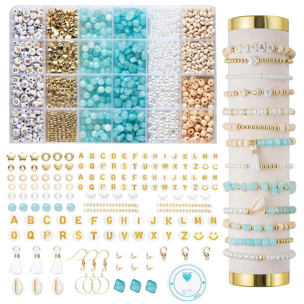 Xylise Jewelry Making Supplies Kit Natural Stone Beads for Irregular Natural Stone with for DIY Craft Bracelet Necklace Earrings for Adults (Amazonian)