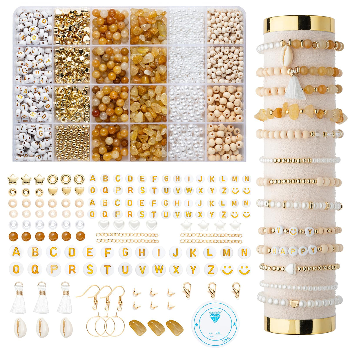 Xylise Jewelry Making Supplies Kit Natural Stone Beads for Irregular Natural Stone with for DIY Craft Bracelet Necklace Earrings for Adults (Amazonian)