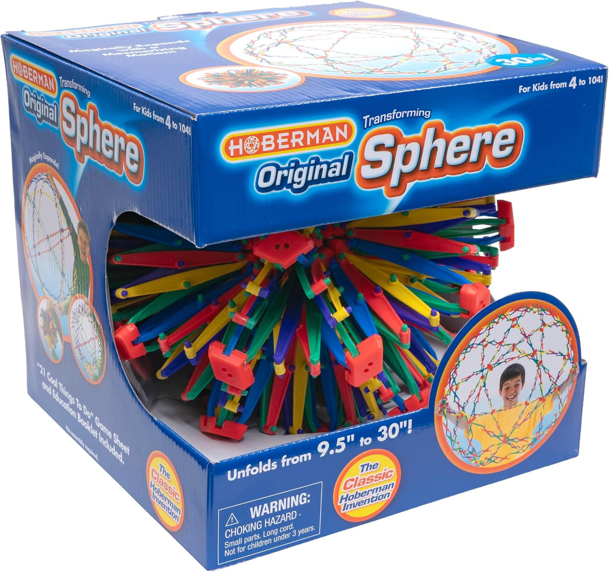 Hoberman Original Sphere Rainbow, Expanding and Contracting Geometric Ball Toy, Award-Winning STEM Fidget Toy for Kids and Adults, Ages 4+