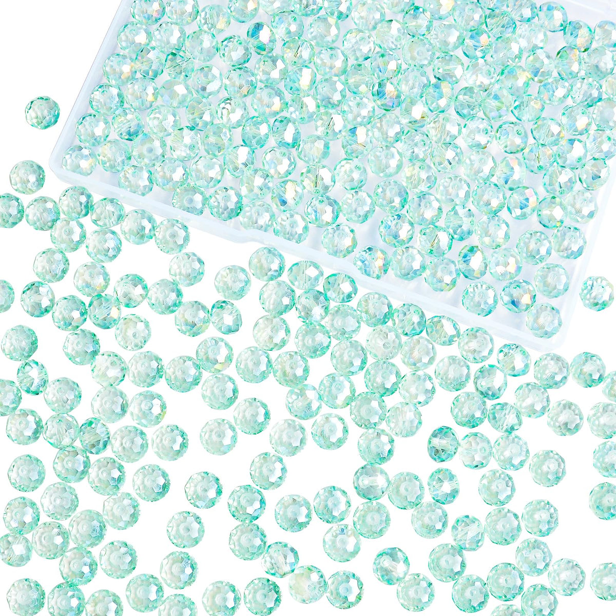 800Pcs 4/6/8/10mm Crystal Glass Beads for Jewelry Making Beads for Bracelets Necklace Pendants Making Supplies(Silver Champagne)