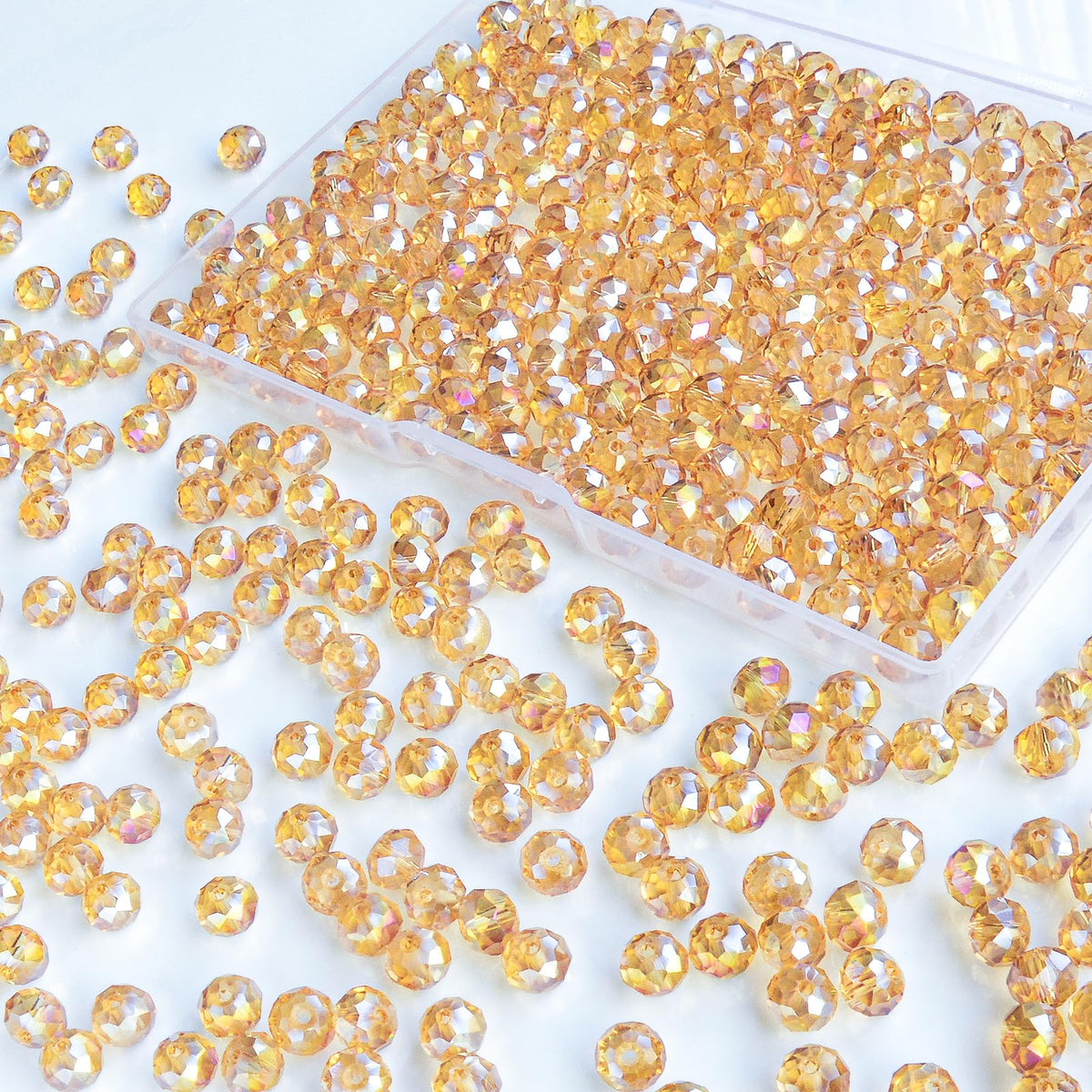 800Pcs 4/6/8/10mm Crystal Glass Beads for Jewelry Making Beads for Bracelets Necklace Pendants Making Supplies(Silver Champagne)