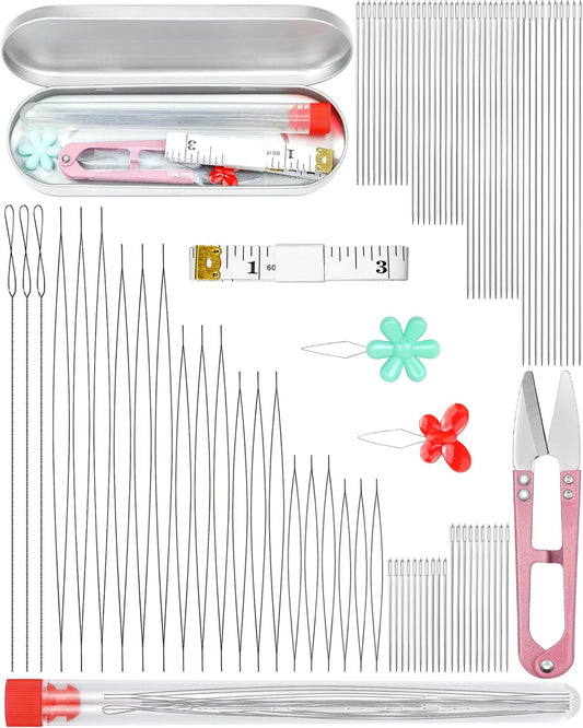 FIVEIZERO 87-Piece Beading Needles Set, 3 Types, 6 Sizes for Jewelry Making