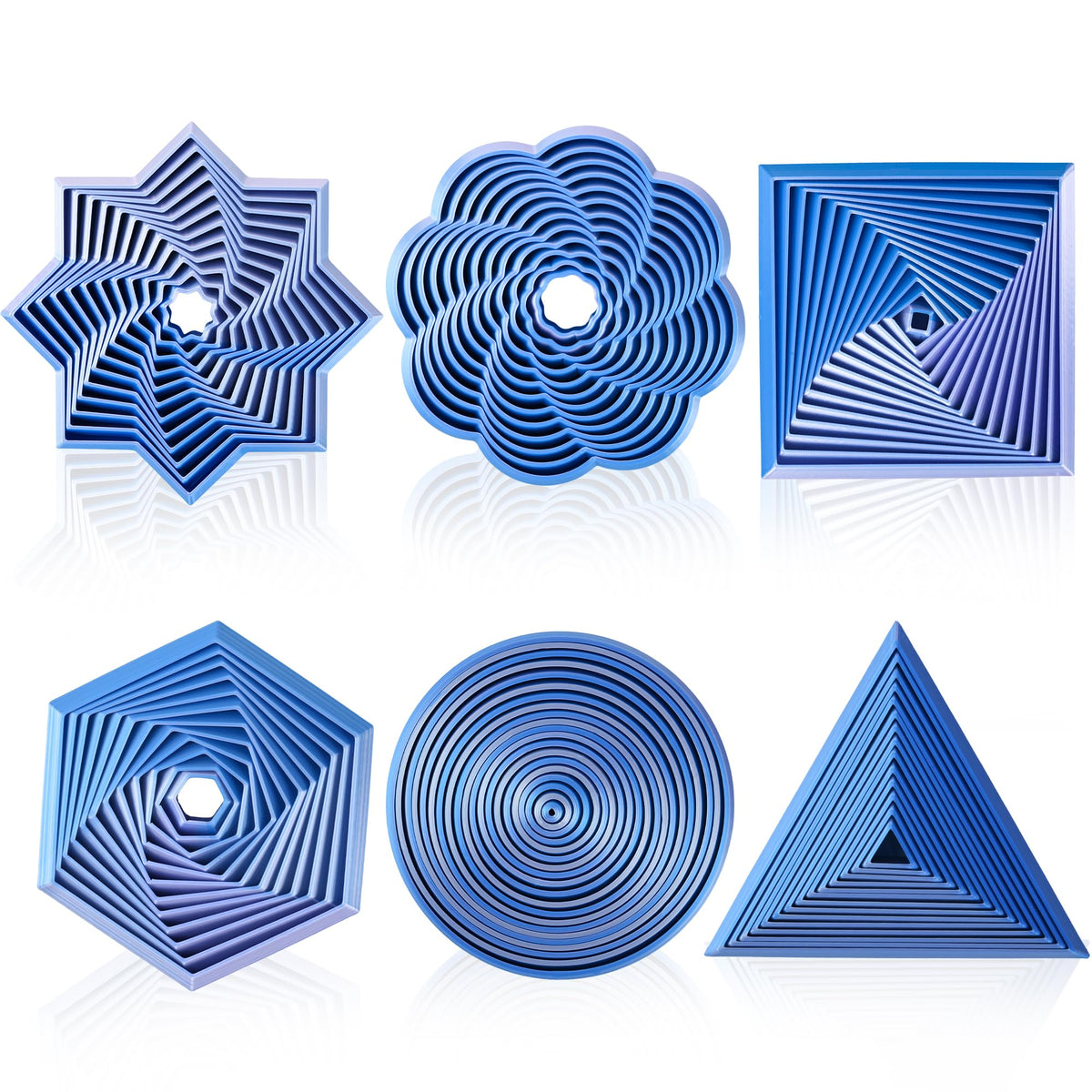 6 Pack 3D Printed Geometric Fidget Toys Multicolor Desk Set