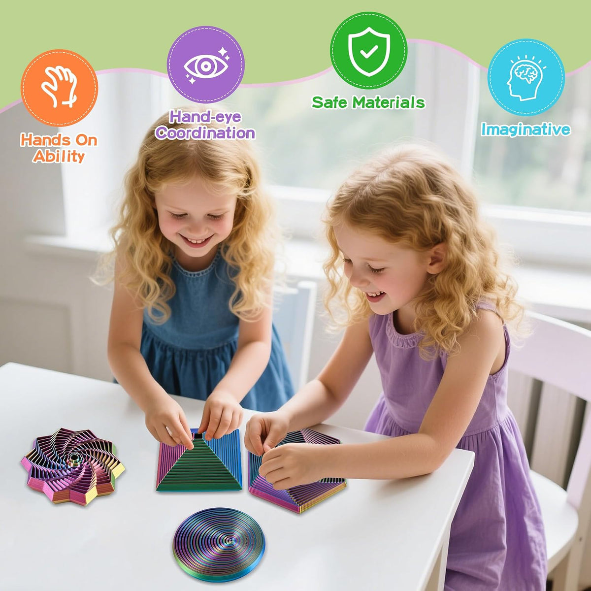 6 Pack 3D Printed Geometric Fidget Toys Multicolor Desk Set