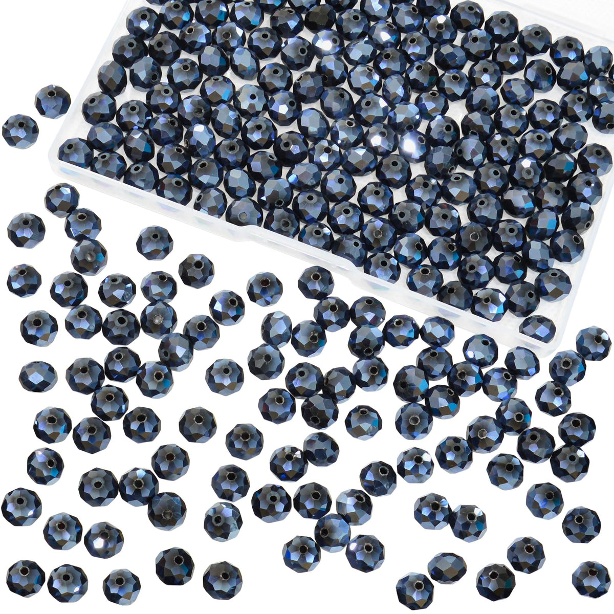 800Pcs 4/6/8/10mm Crystal Glass Beads for Jewelry Making Beads for Bracelets Necklace Pendants Making Supplies(Silver Champagne)