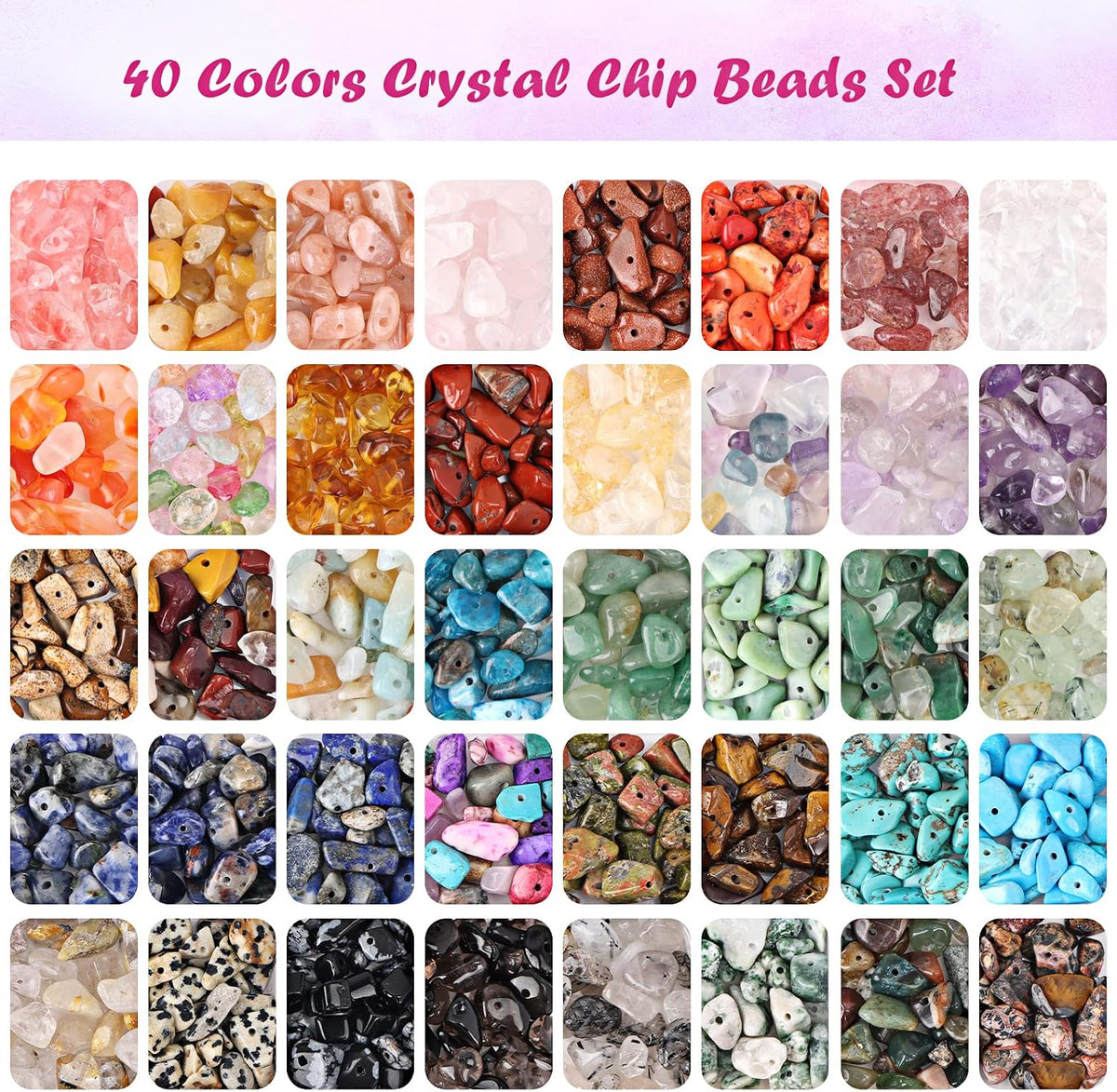Quefe 40 Colors Crystal Beads for Jewelry Making Crystal and Gemstone