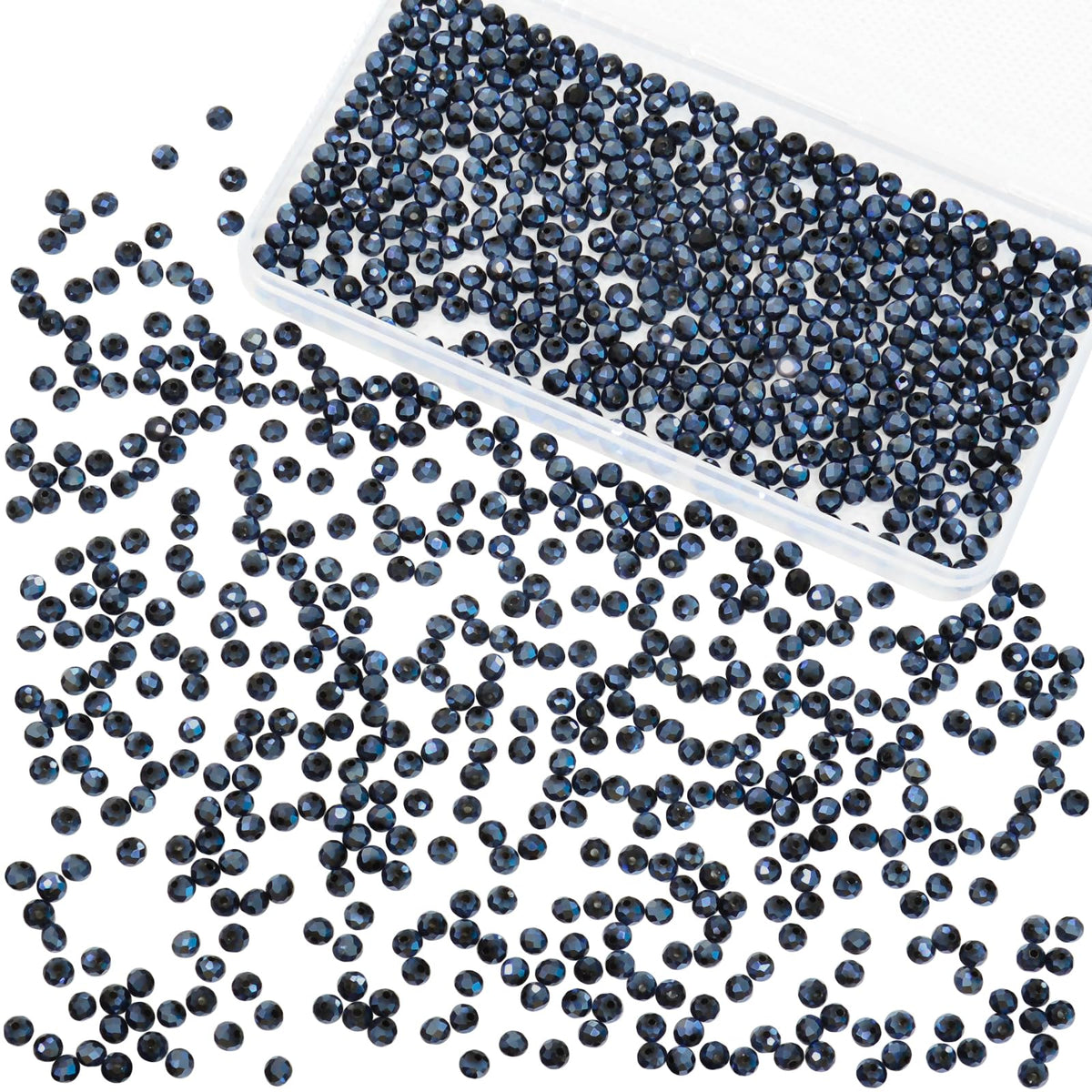 800Pcs 4/6/8/10mm Crystal Glass Beads for Jewelry Making Beads for Bracelets Necklace Pendants Making Supplies(Silver Champagne)
