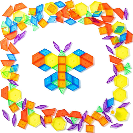 128 Pcs Translucent Pattern Blocks – Geometric Shapes for Light Table