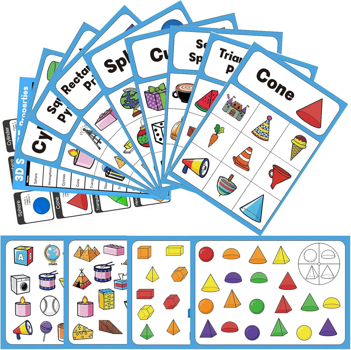 60 Pieces 3D Shapes for Teaching, Light Table Manipulatives