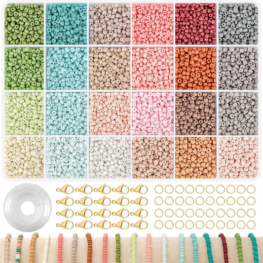 TEXGIZRLY 3mm Seed Beads for Jewelry Making Bracelet Making Kit Adults