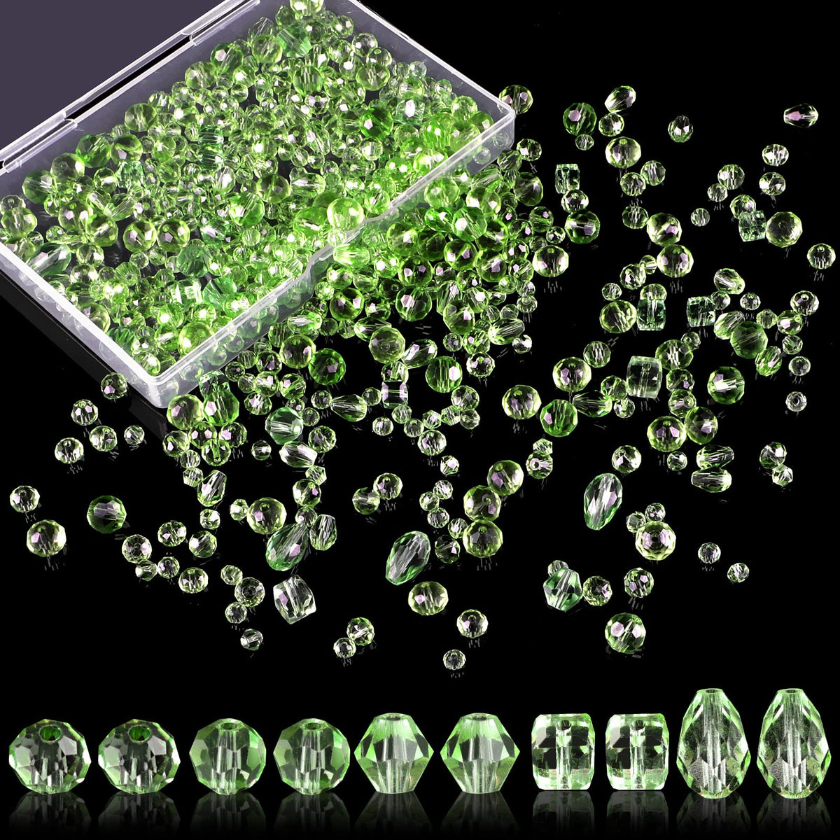 600 Pcs Crystal Glass Beads for Jewelry Making, 4/6/8mm Crystal Beads