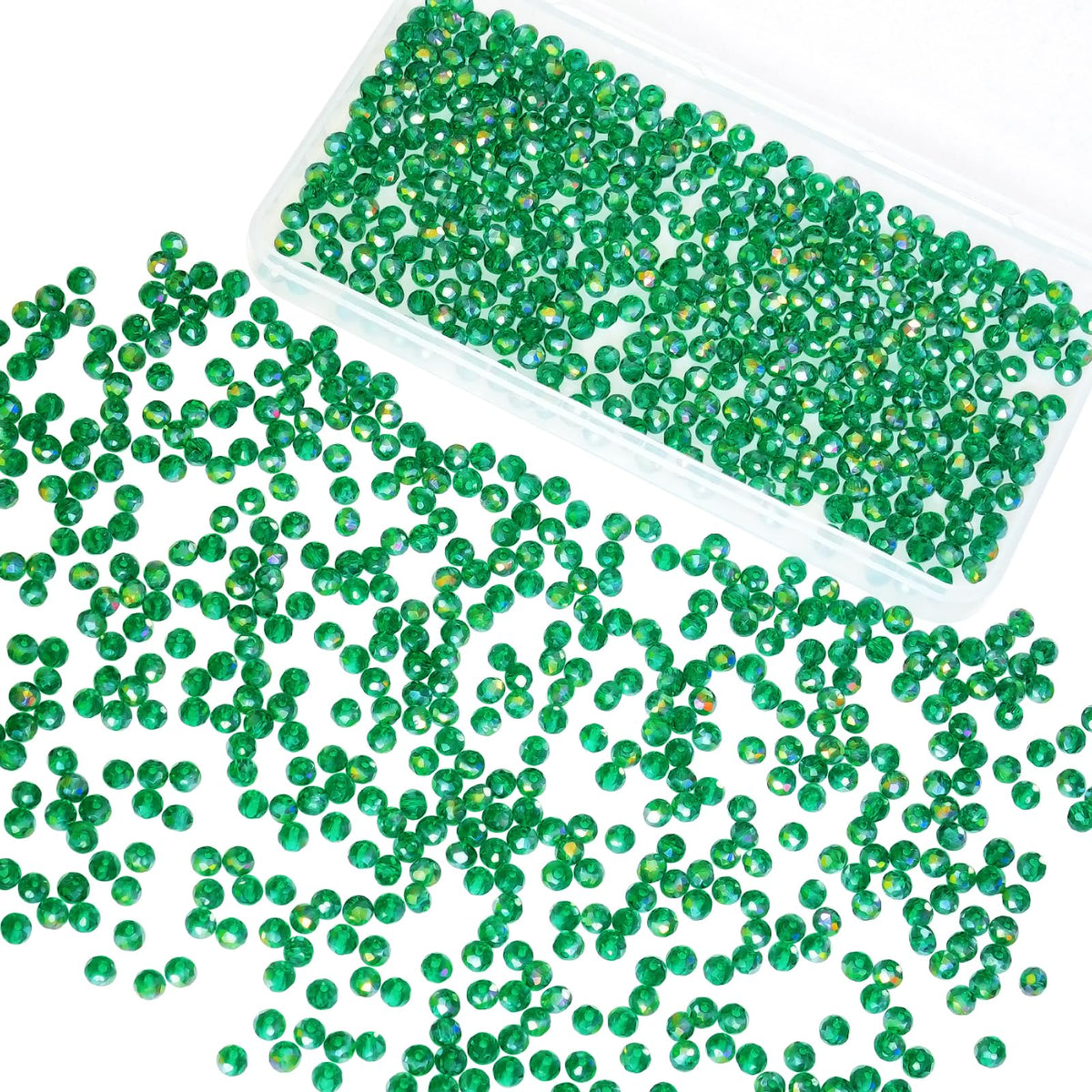 800Pcs 4/6/8/10mm Crystal Glass Beads for Jewelry Making Beads for Bracelets Necklace Pendants Making Supplies(Silver Champagne)
