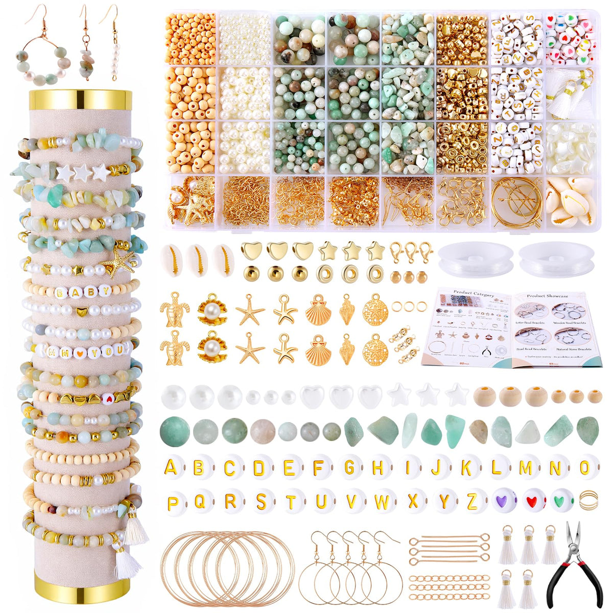 Wurosi 1927PCS Jewelry Making Supplies Kit for Adults,Natural Stone Beads