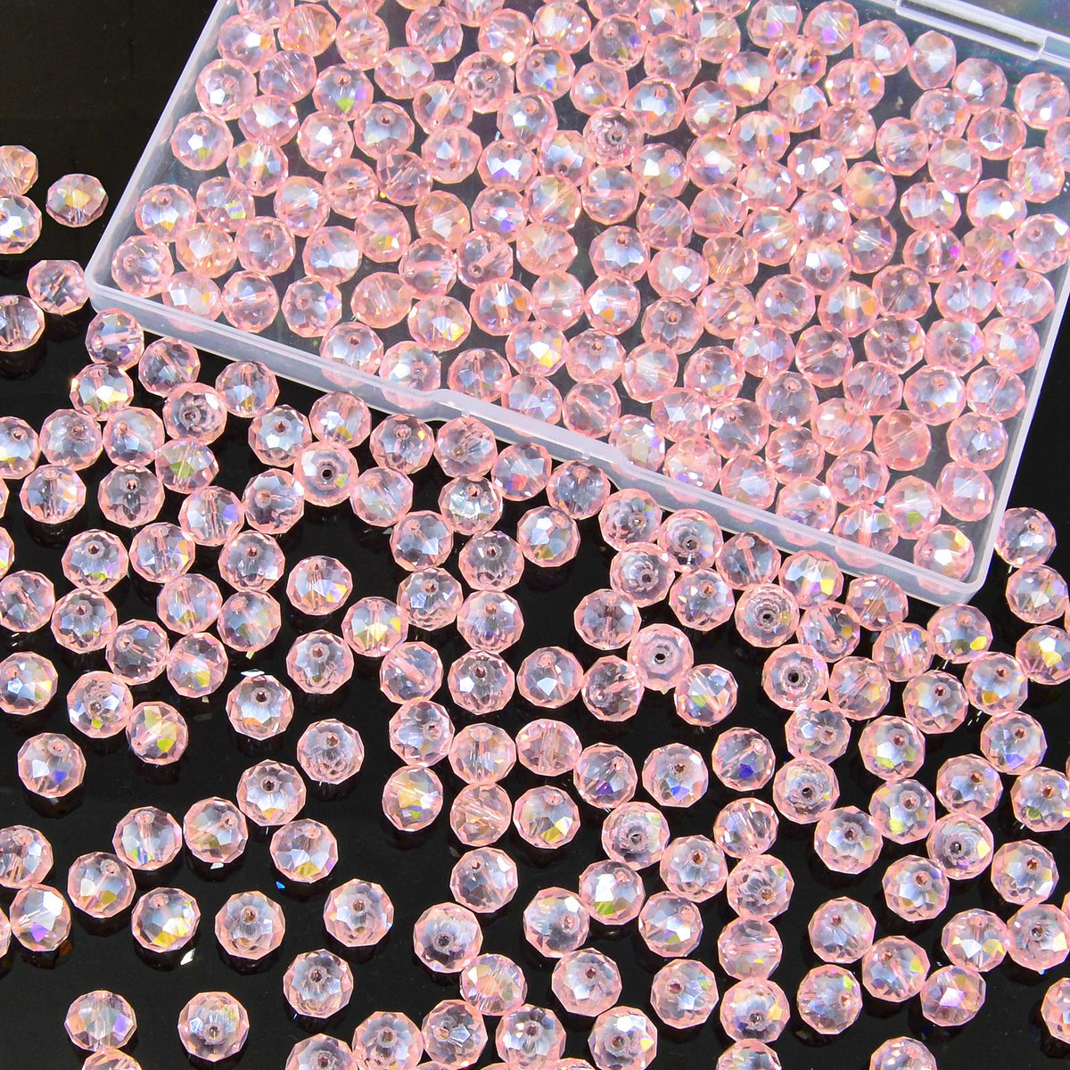 800Pcs 4/6/8/10mm Crystal Glass Beads for Jewelry Making Beads for Bracelets Necklace Pendants Making Supplies(Silver Champagne)
