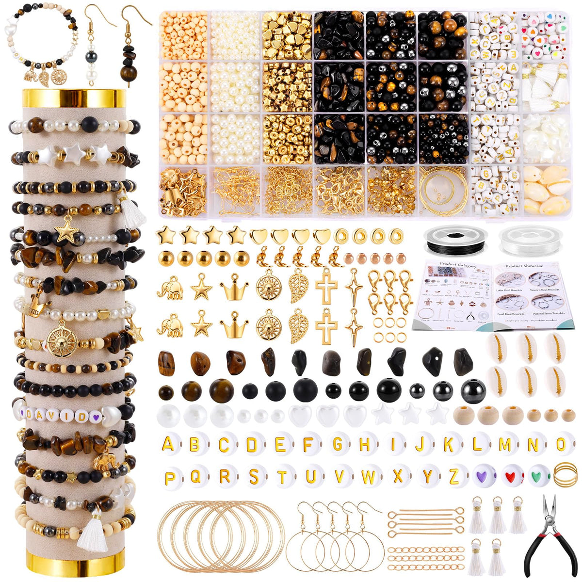 Wurosi 1927PCS Jewelry Making Supplies Kit for Adults,Natural Stone Beads