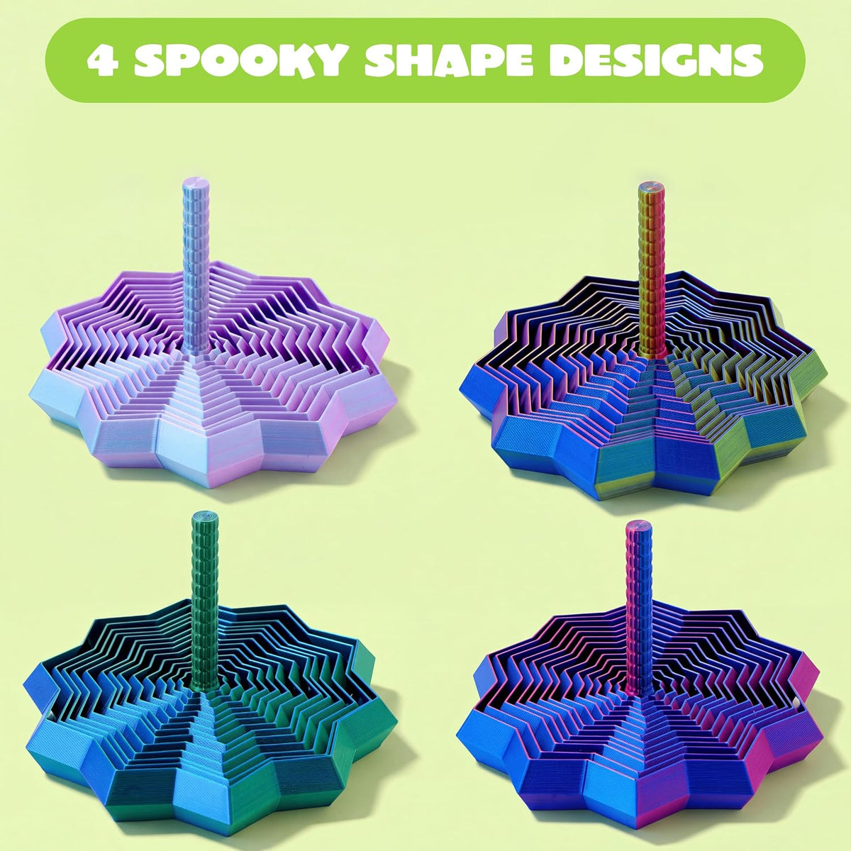 JOYIN 4PCS 3D Printed Expanded Sensory Fidget Star, 3D Printed Fidget Toys with a Rotating Spiral Design Suitable for Adults and Girls Boys, Birthday Gifts, Office Desk Decompression Toy, Party Favors