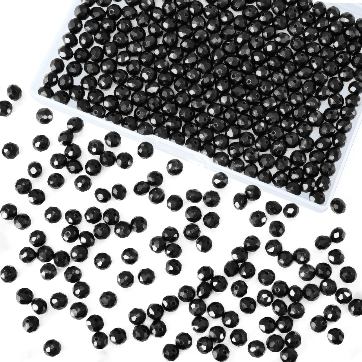 800Pcs 4/6/8/10mm Crystal Glass Beads for Jewelry Making Beads for Bracelets Necklace Pendants Making Supplies(Silver Champagne)