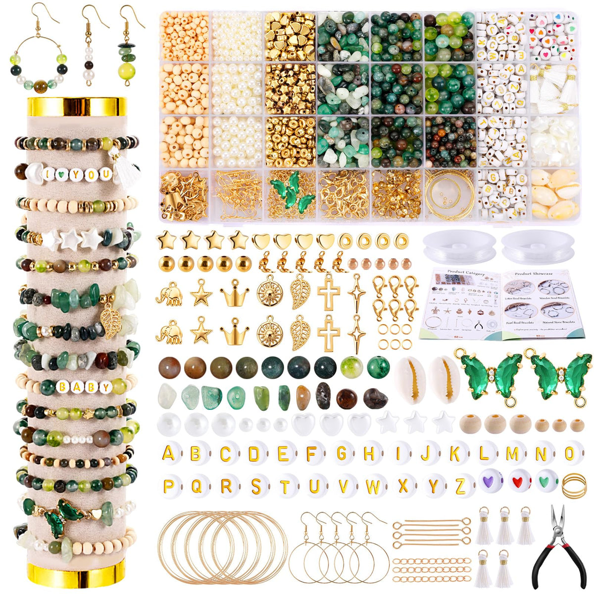 Wurosi 1927PCS Jewelry Making Supplies Kit for Adults,Natural Stone Beads
