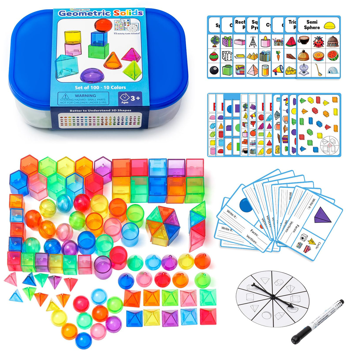 100 Pcs 3D Shapes for Teaching - Light Table Toys