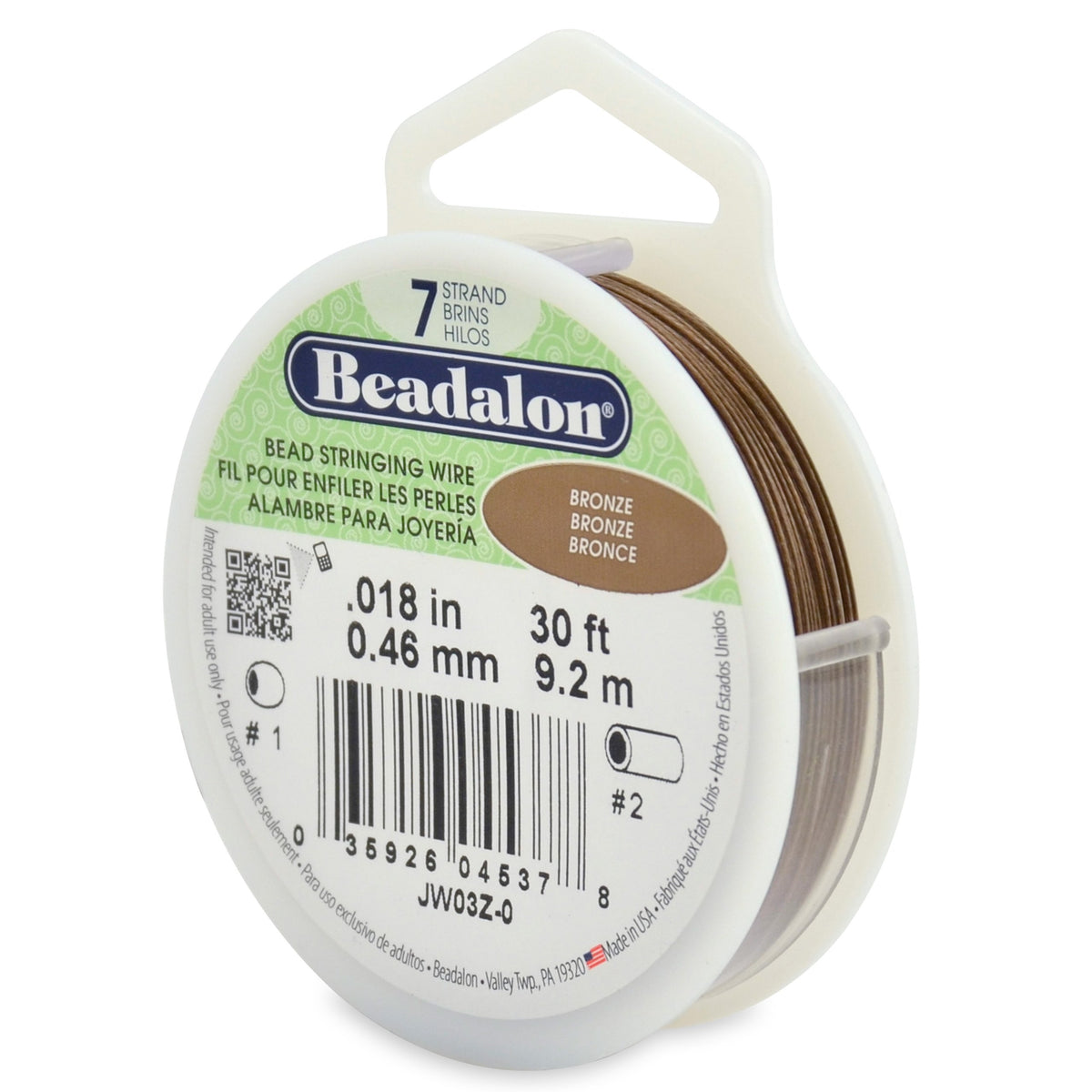 Beadalon 7-Strand Stainless Steel Beading Wire, .015 in / 0.38 mm - Bright