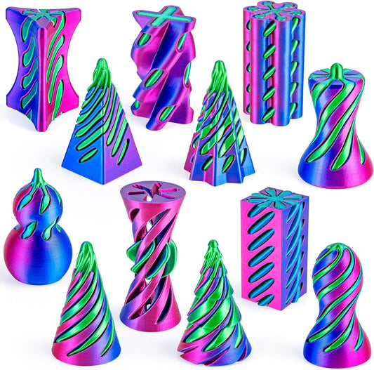 12 Pack 3D Printed Fidget Toys, Impossible Passthrough Spiral Set