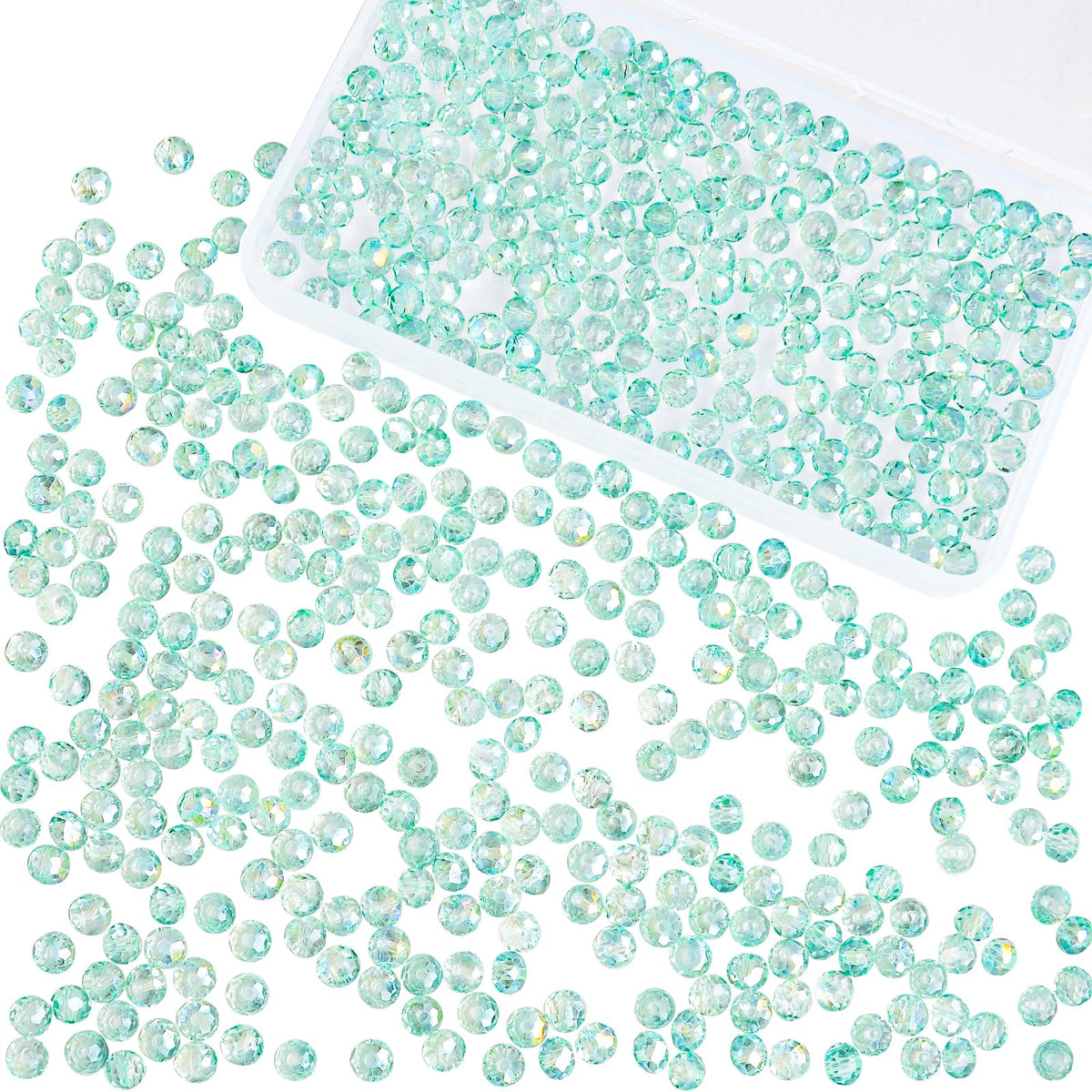 800Pcs 4/6/8/10mm Crystal Glass Beads for Jewelry Making Beads for Bracelets Necklace Pendants Making Supplies(Silver Champagne)