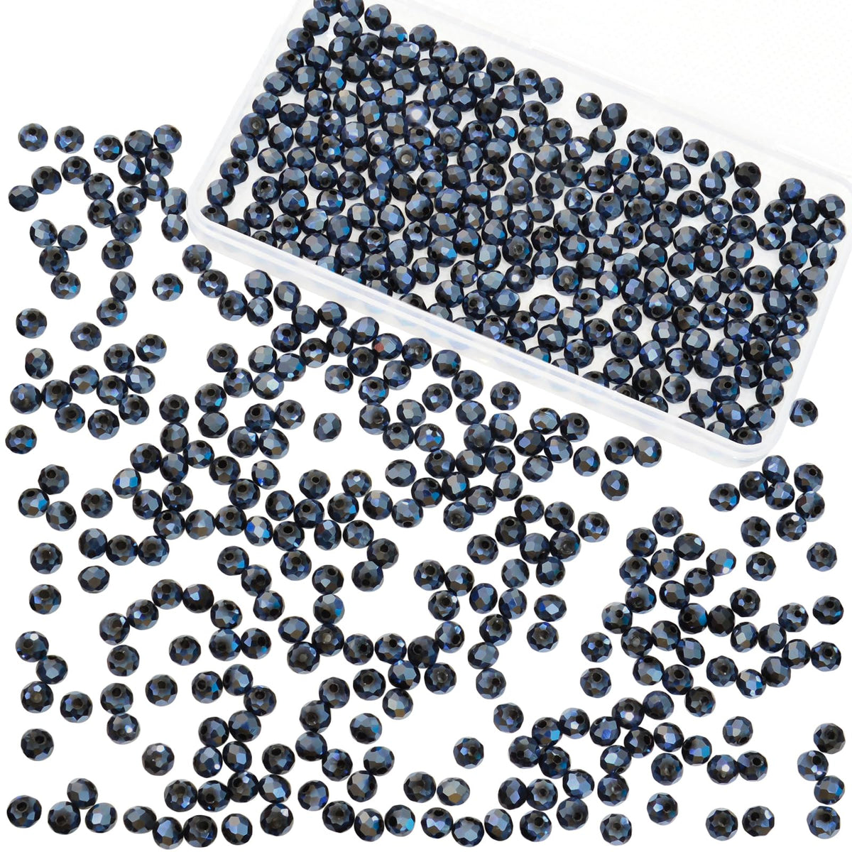 800Pcs 4/6/8/10mm Crystal Glass Beads for Jewelry Making Beads for Bracelets Necklace Pendants Making Supplies(Silver Champagne)