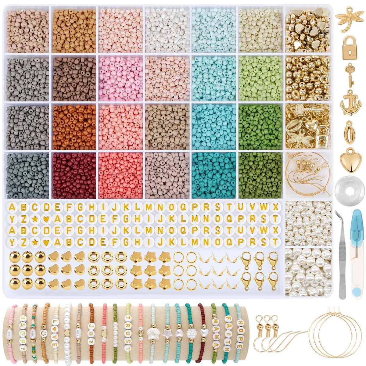 TEXGIZRLY 3mm Seed Beads for Jewelry Making Bracelet Making Kit Adults