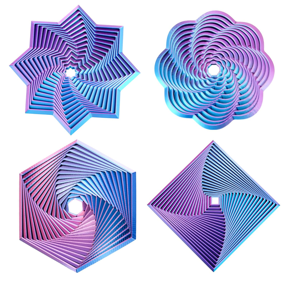 4PCS 3D Printed Fidget Toys,Fractal Hexagon Stress Toys for Kids Adults