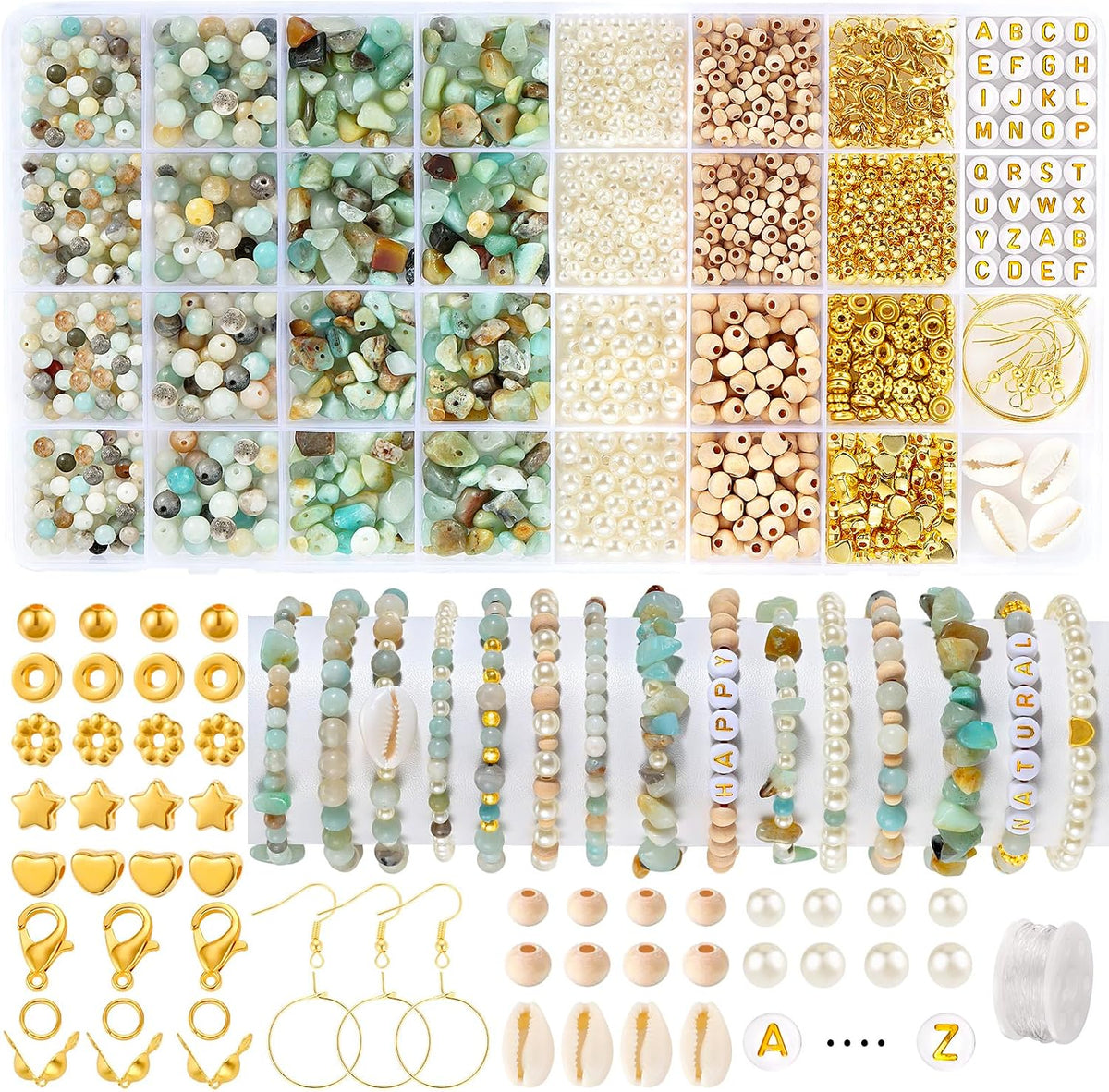 Jewelry Making Kit for Adults, 1562pcs Natural Stone Beads Bracelet Making