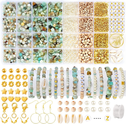 Jewelry Making Kit for Adults, 1562pcs Natural Stone Beads Bracelet Making