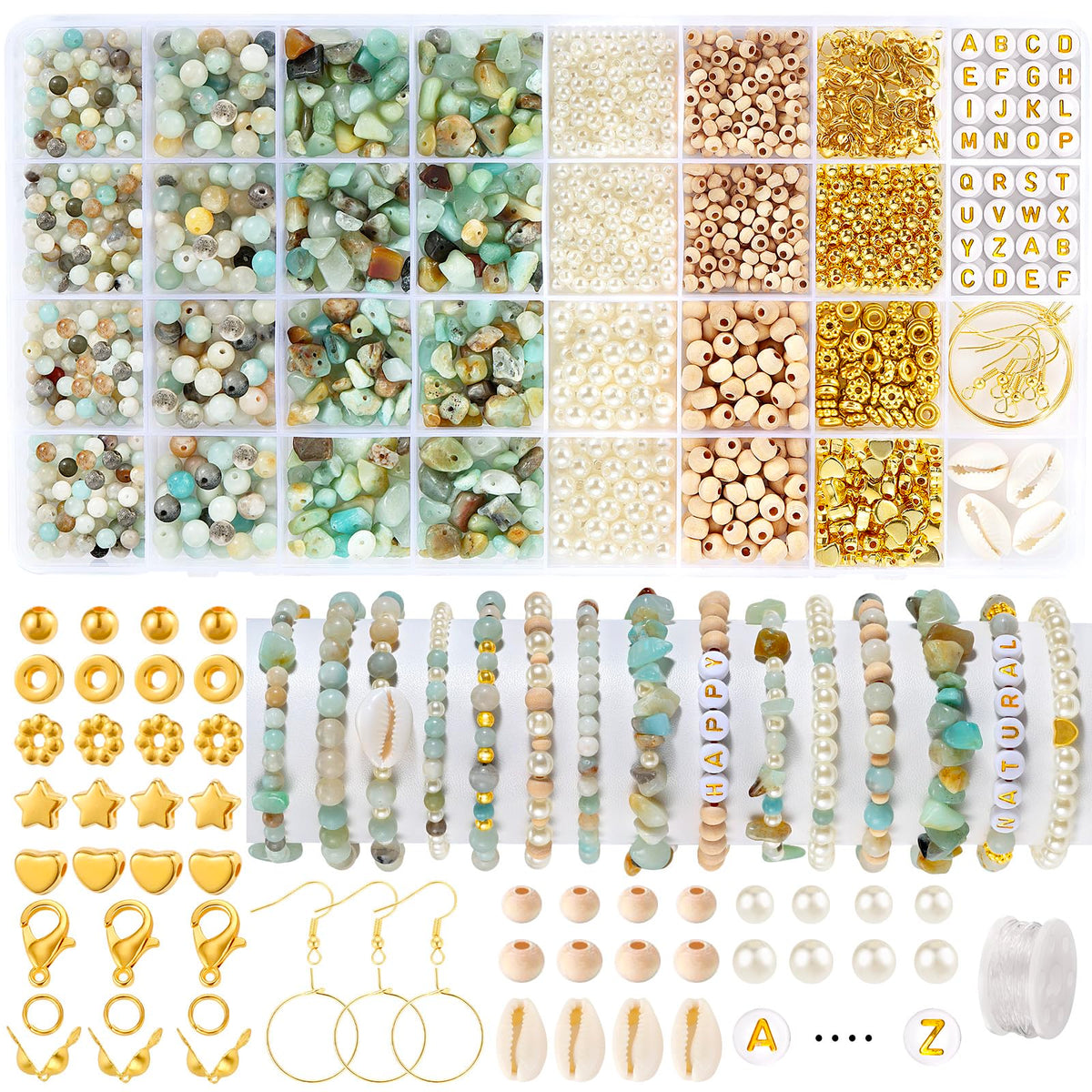 Jewelry Making Kit for Adults, 1562pcs Natural Stone Beads Bracelet Making