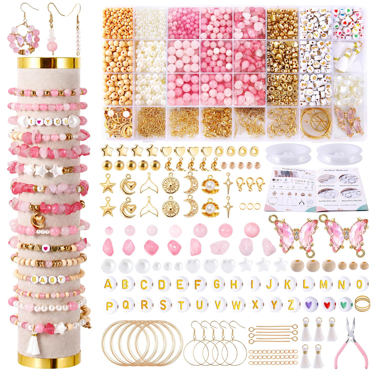 Wurosi 1927PCS Jewelry Making Supplies Kit for Adults,Natural Stone Beads