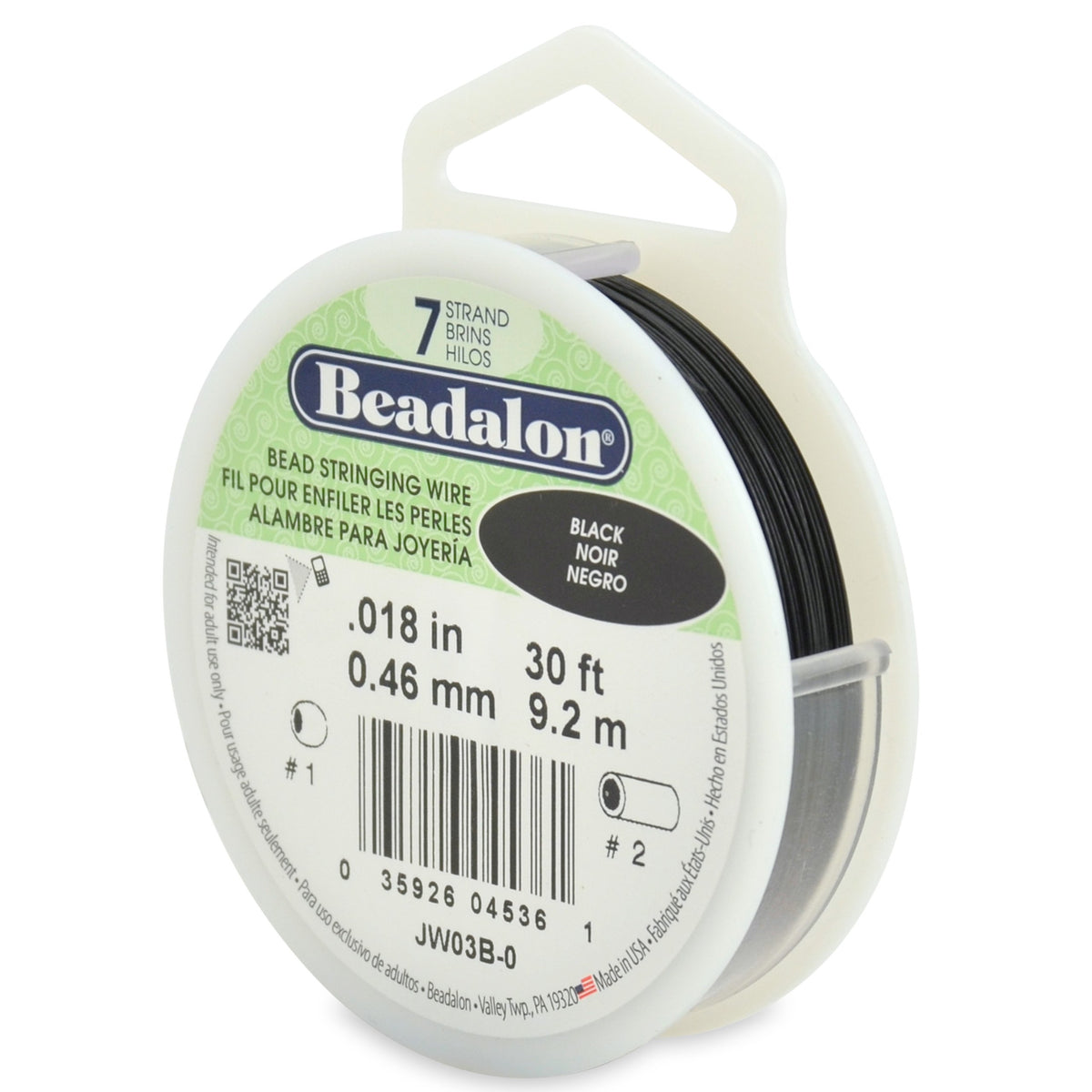 Beadalon 7-Strand Stainless Steel Beading Wire, .015 in / 0.38 mm - Bright