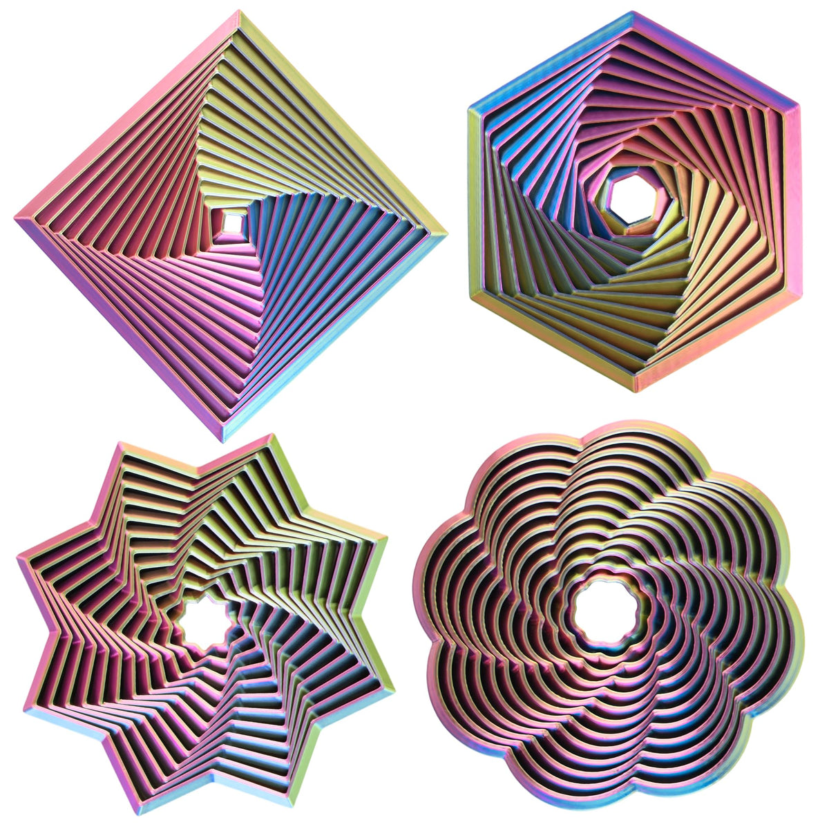 6 Pack 3D Printed Geometric Fidget Toys Multicolor Desk Set