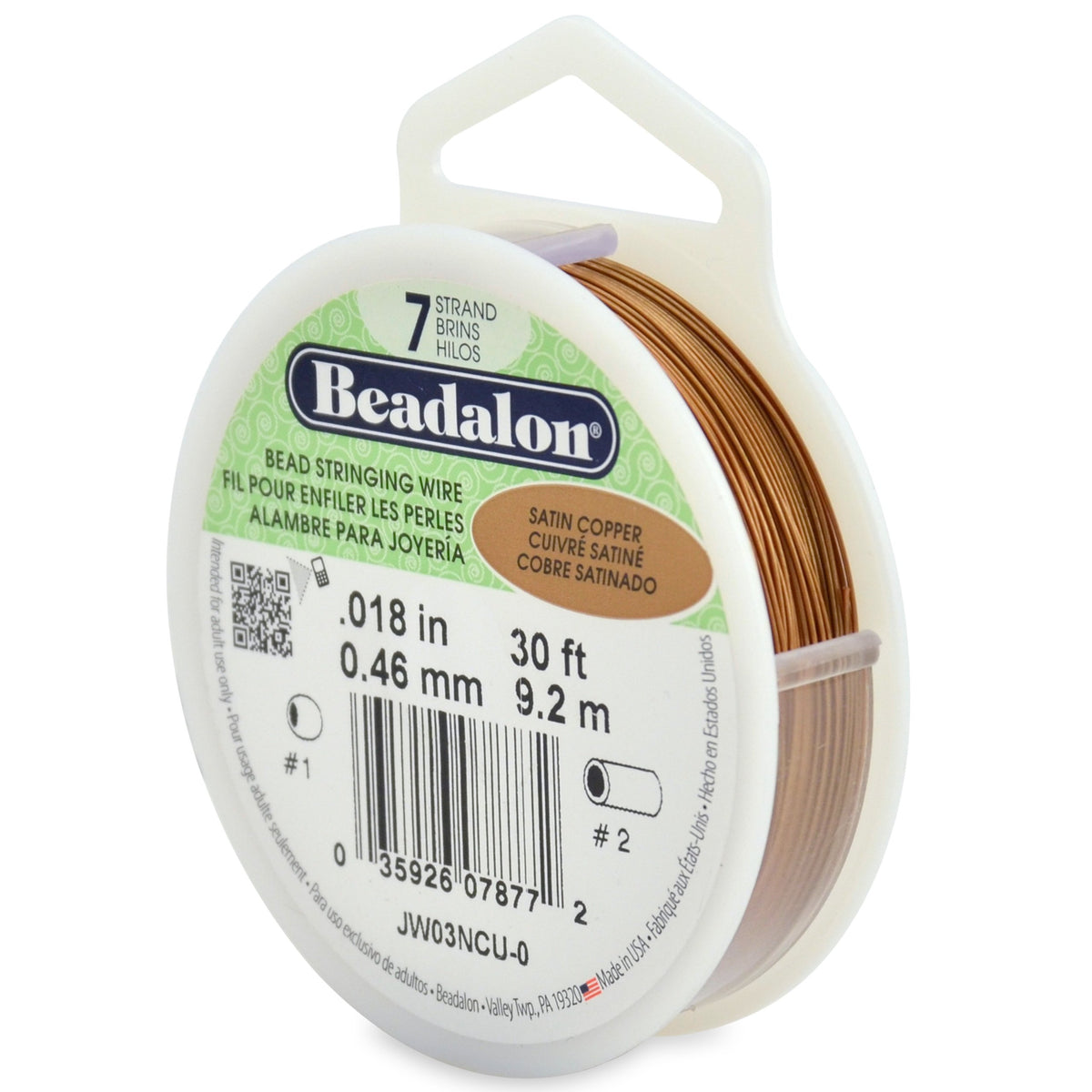 Beadalon 7-Strand Stainless Steel Beading Wire, .015 in / 0.38 mm - Bright