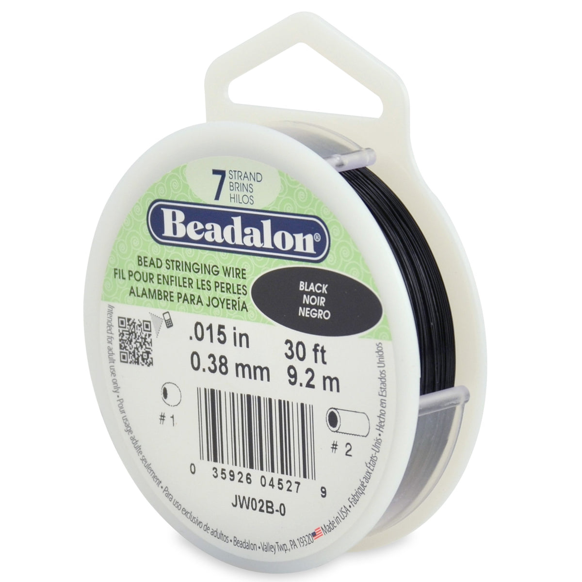 Beadalon 7-Strand Stainless Steel Beading Wire, .015 in / 0.38 mm - Bright