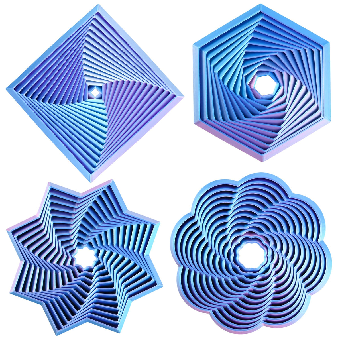 6 Pack 3D Printed Geometric Fidget Toys Multicolor Desk Set