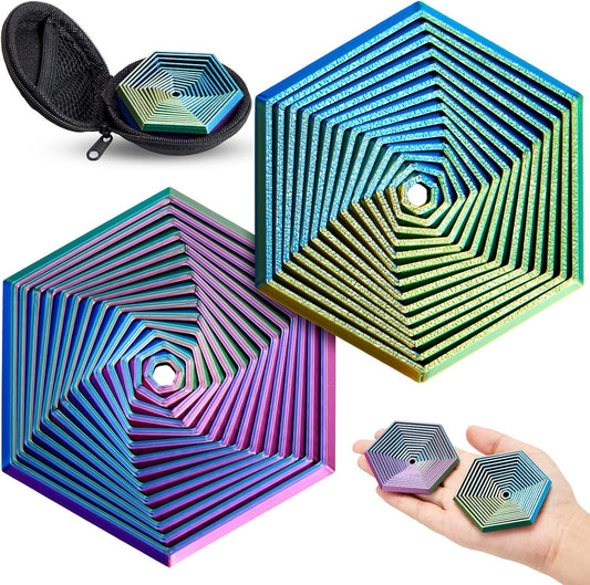 Seenelling 2 Pcs Fidget Hexagon 2.76 Inch, Multicolor