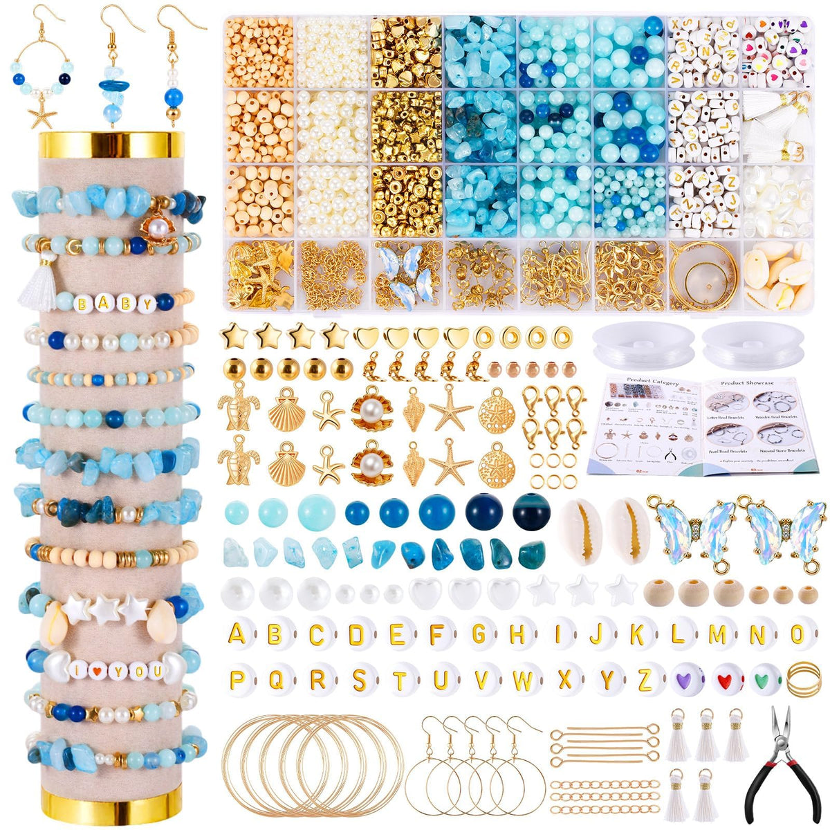 Wurosi 1927PCS Jewelry Making Supplies Kit for Adults,Natural Stone Beads