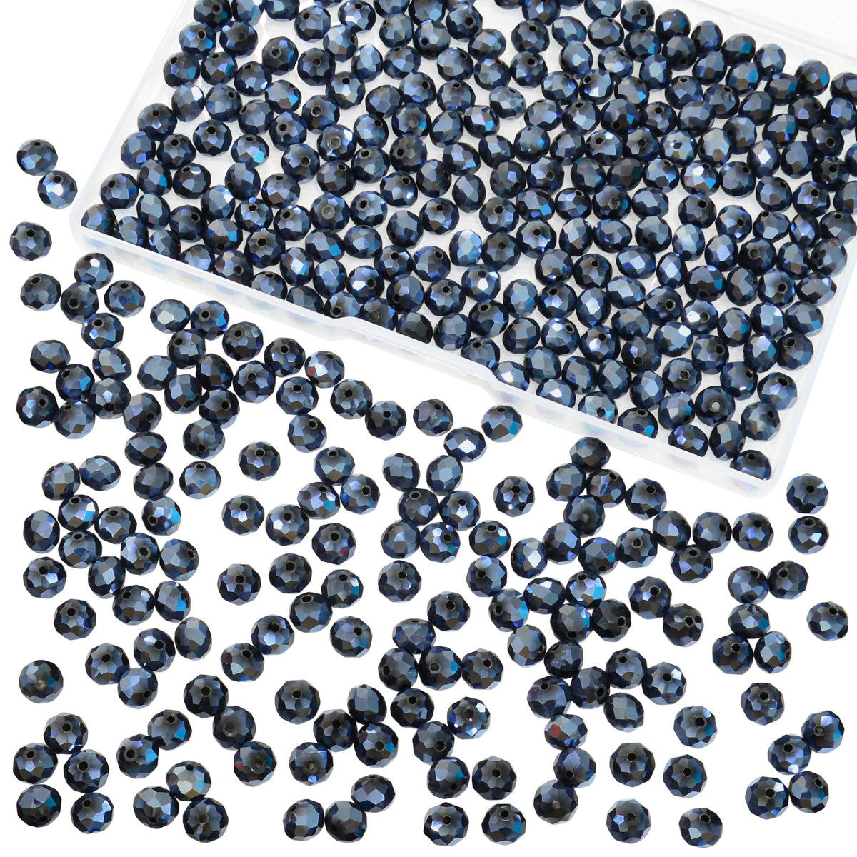 800Pcs 4/6/8/10mm Crystal Glass Beads for Jewelry Making Beads for Bracelets Necklace Pendants Making Supplies(Silver Champagne)