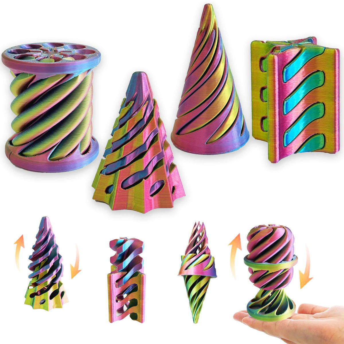 ajitxalr 3 Packs Impossible Cone,Spiral Cone Fidget Toy,Impossible Cones passthrough Impossible Pyramid for Relaxing,Spiral Fidget Toy passthrough Impossible Cone,Birthday for Adults & Kids