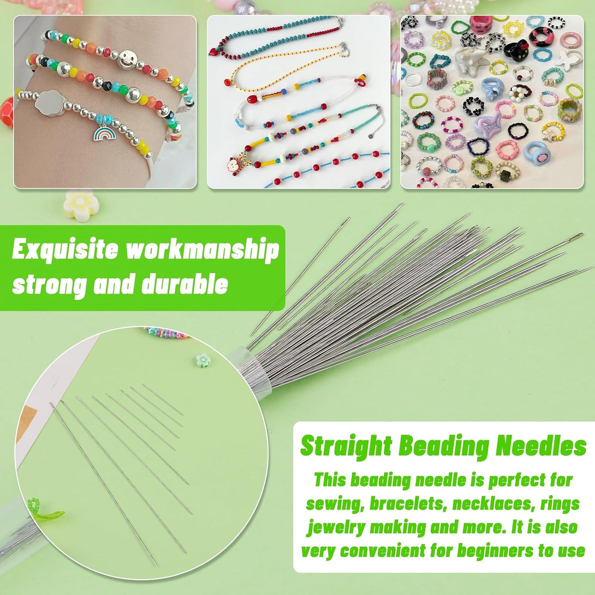 UOOU 86 Pcs Beading Needle Set, 6 Sizes Beading Needles for Seed Beads