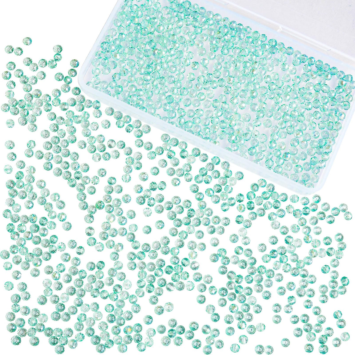 800Pcs 4/6/8/10mm Crystal Glass Beads for Jewelry Making Beads for Bracelets Necklace Pendants Making Supplies(Silver Champagne)