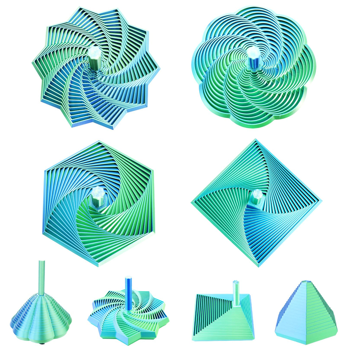 4PCS 3D Printed Fidget Toys,Fractal Hexagon Stress Toys for Kids Adults