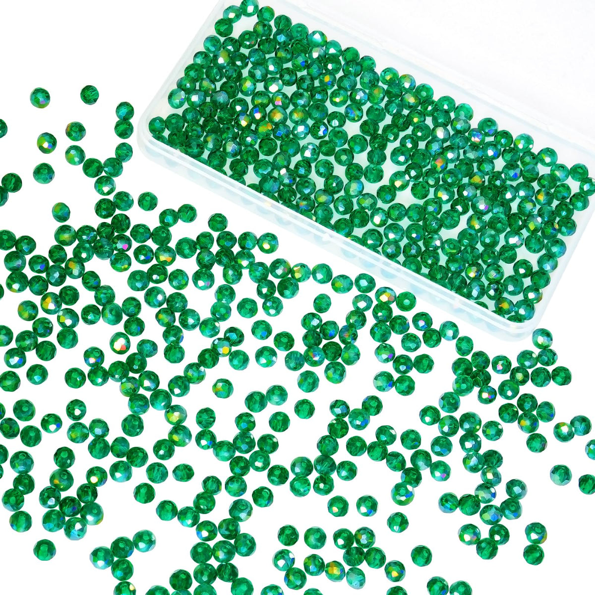 800Pcs 4/6/8/10mm Crystal Glass Beads for Jewelry Making Beads for Bracelets Necklace Pendants Making Supplies(Silver Champagne)