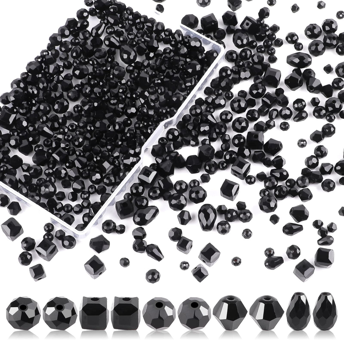 600 Pcs Crystal Glass Beads for Jewelry Making, 4/6/8mm Crystal Beads