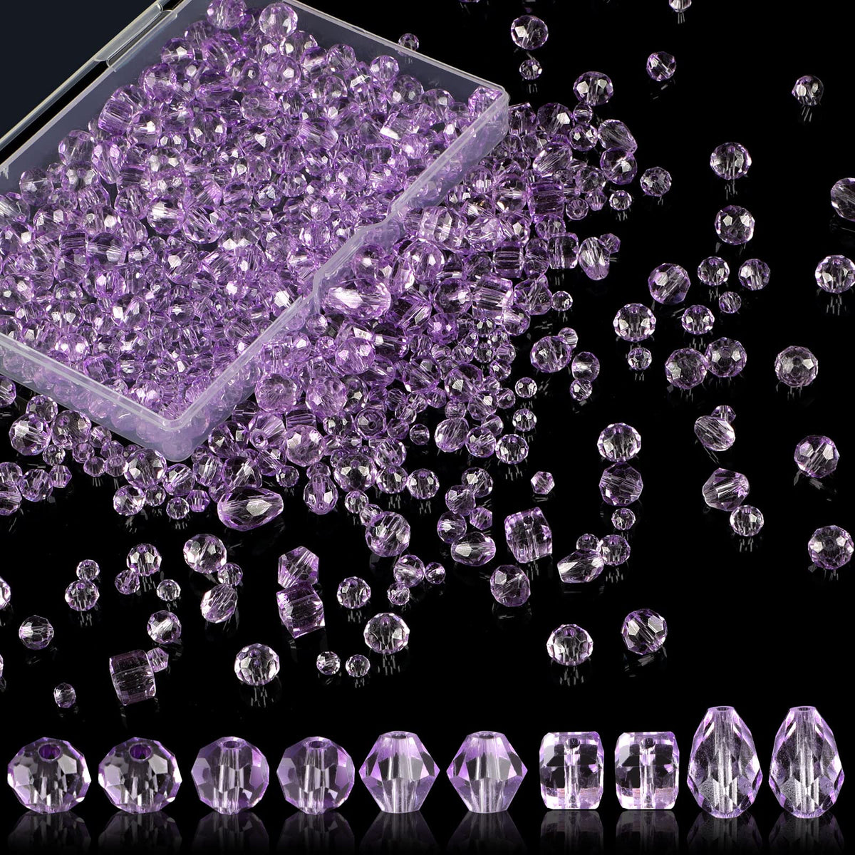 600 Pcs Crystal Glass Beads for Jewelry Making, 4/6/8mm Crystal Beads