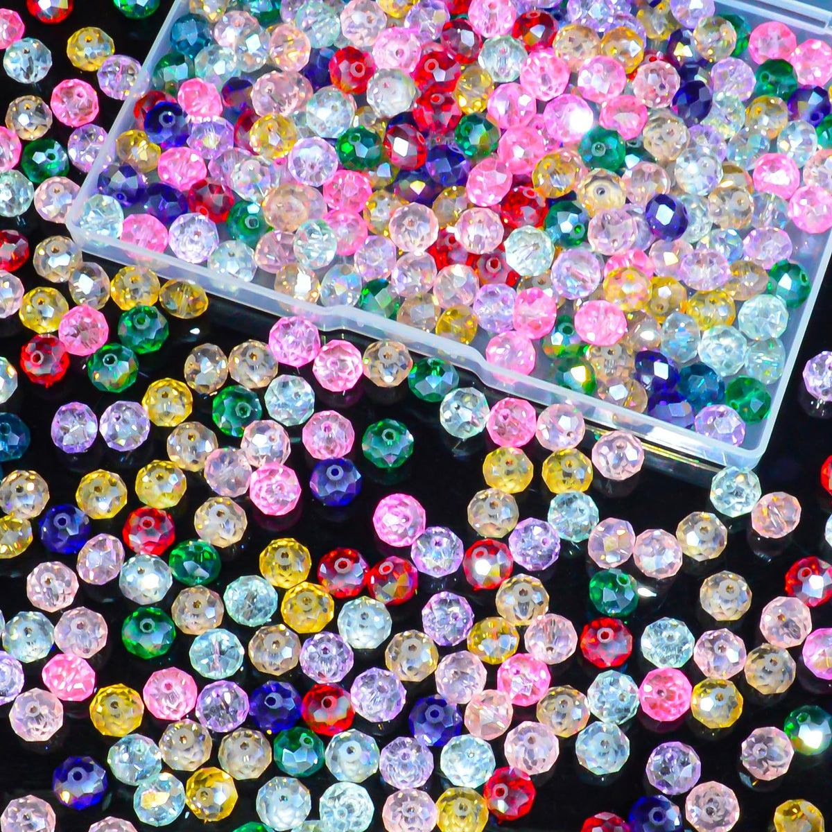 800Pcs 4/6/8/10mm Crystal Glass Beads for Jewelry Making Beads for Bracelets Necklace Pendants Making Supplies(Silver Champagne)